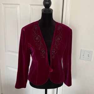 Carole Little Petites velvet jacket with beaded detailing.